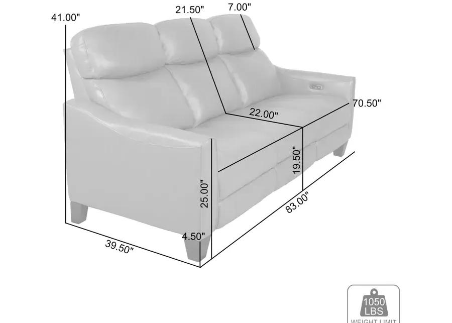 Milos 83" Zero Gravity Power Reclining Sofa in Light Gray Leather