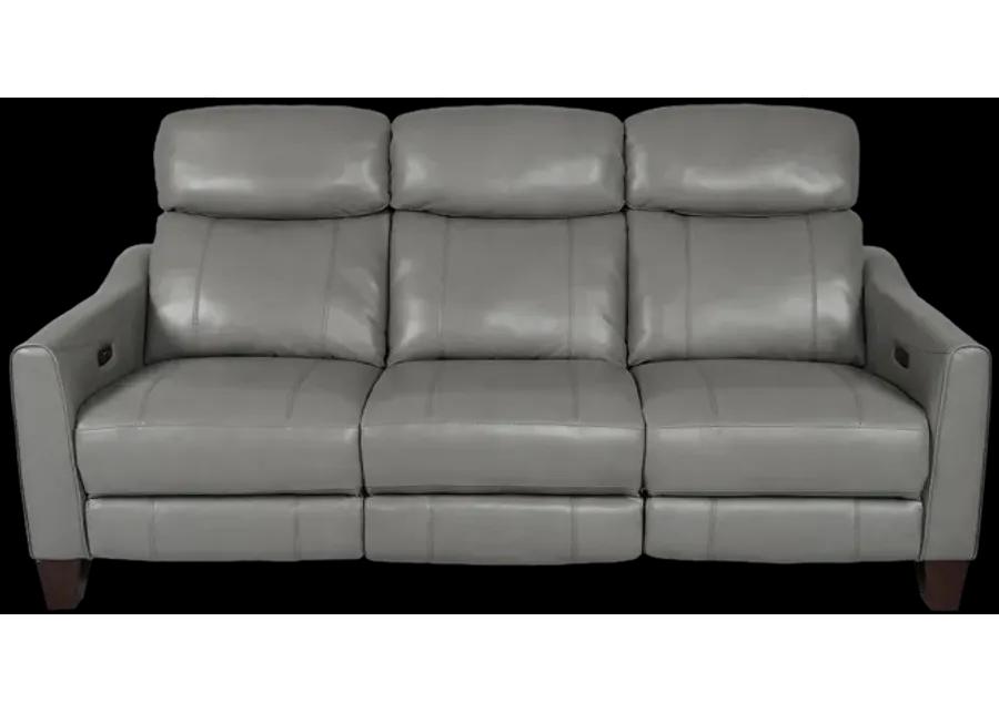 Milos 83" Zero Gravity Power Reclining Sofa in Light Gray Leather