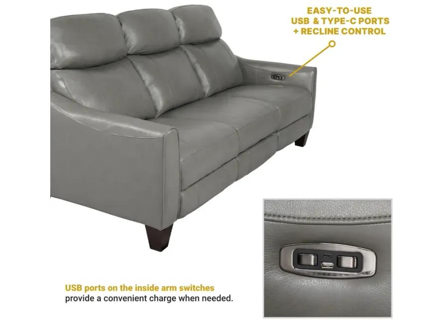 Milos 83" Zero Gravity Power Reclining Sofa in Light Gray Leather