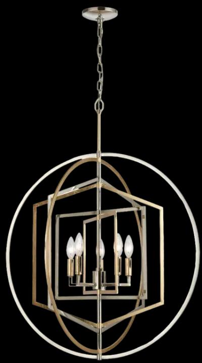 Geosphere 27" Wide 5-Light Chandelier - Polished Nickel