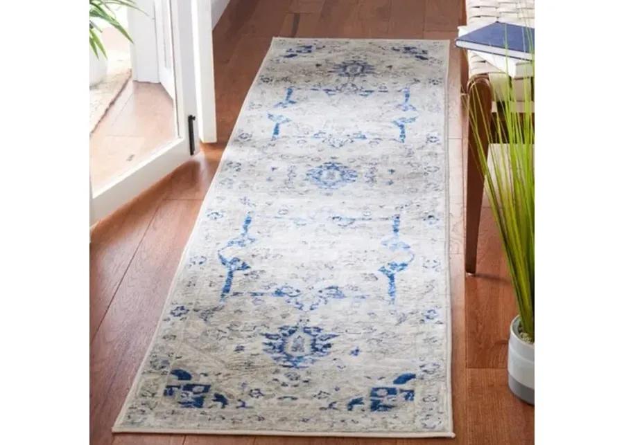 Brentwood 852 Beige / Blue 2' X 8' Runner Powerloomed Rug