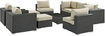 Sojourn 10 Piece Outdoor Patio Sunbrella® Sectional Set