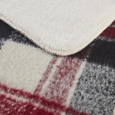 Woolrich Bloomington Red Faux Mohair to Sherpa Throw