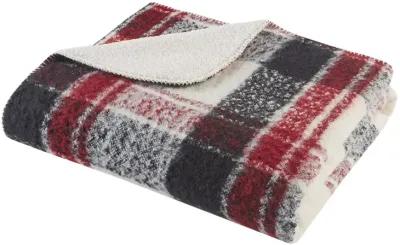 Woolrich Bloomington Red Faux Mohair to Sherpa Throw