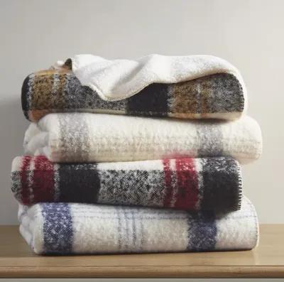 Woolrich Bloomington Red Faux Mohair to Sherpa Throw