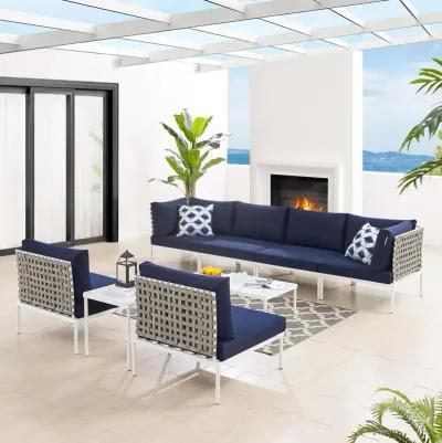 Harmony 8-Piece  Sunbrella® Basket Weave Outdoor Patio Aluminum Sectional Sofa Set