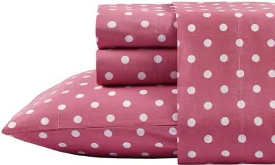 Mi Zone Polka Dot Dark Pink Printed 100% Cotton Sheet Set