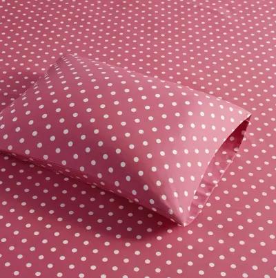 Mi Zone Polka Dot Dark Pink Printed 100% Cotton Sheet Set