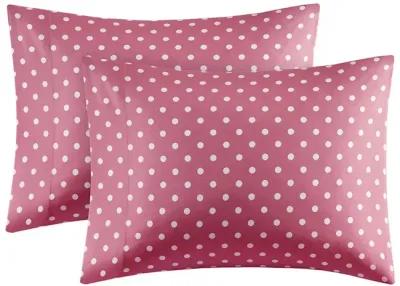 Mi Zone Polka Dot Dark Pink Printed 100% Cotton Sheet Set