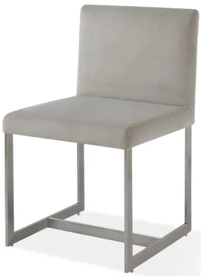 Eliza Upholstered Dining Chair in Dove and Brushed Stainless Steel