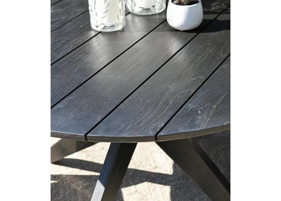 Alameda 53" Outdoor Round Dining Table Black 