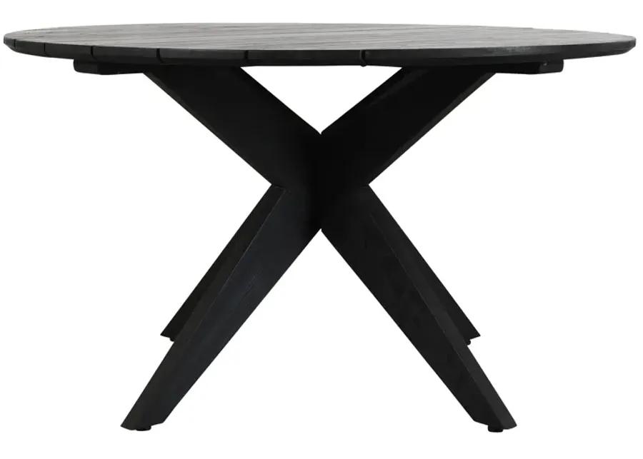 Alameda 53" Outdoor Round Dining Table Black 