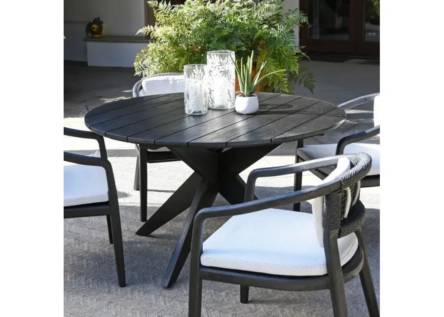 Alameda 53" Outdoor Round Dining Table Black 