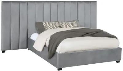 Arles Upholstered Bedroom Set Grey with Side Panels