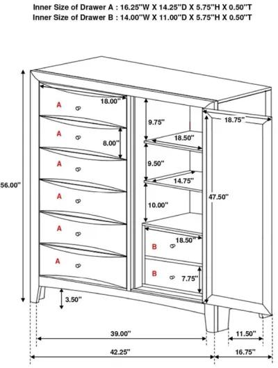 Phoenix 6-drawer Door Chest Deep Cappuccino