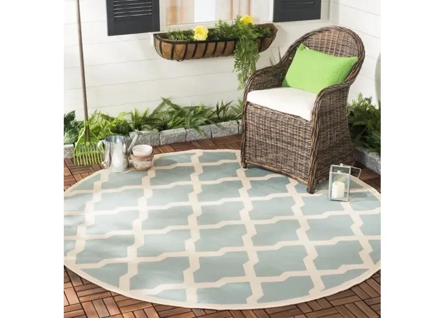 Safavieh BEACH HOUSE Collection BHS122K-6R Aqua / Cream 6'-7" X 6'-7" Round