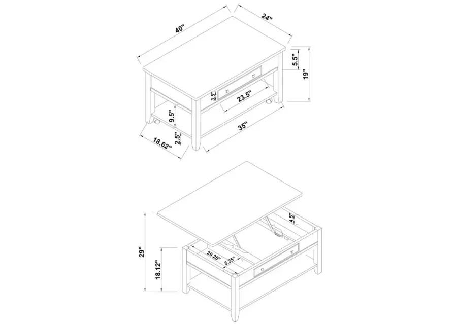 Bradford Rectangular Lift Top Coffee Table Walnut