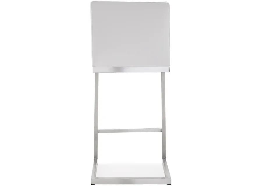 parma white stainless steel counter stool - set of 2