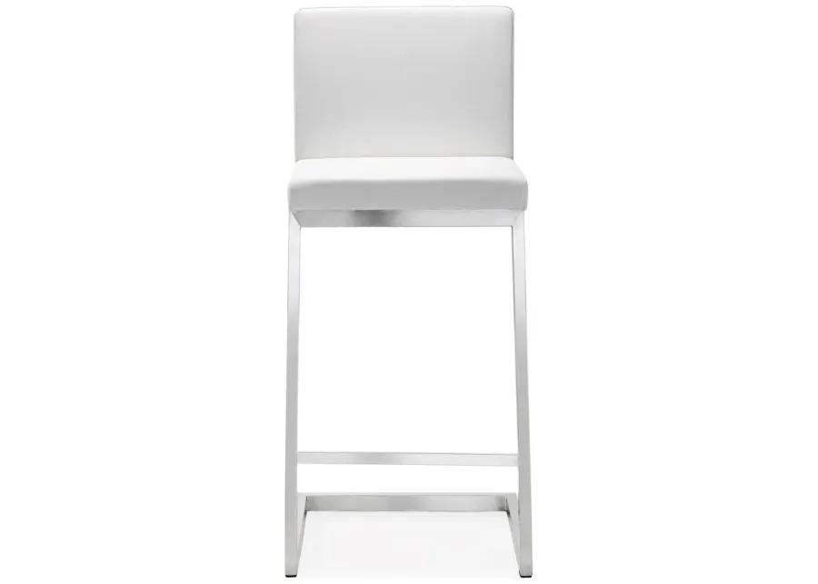 parma white stainless steel counter stool - set of 2