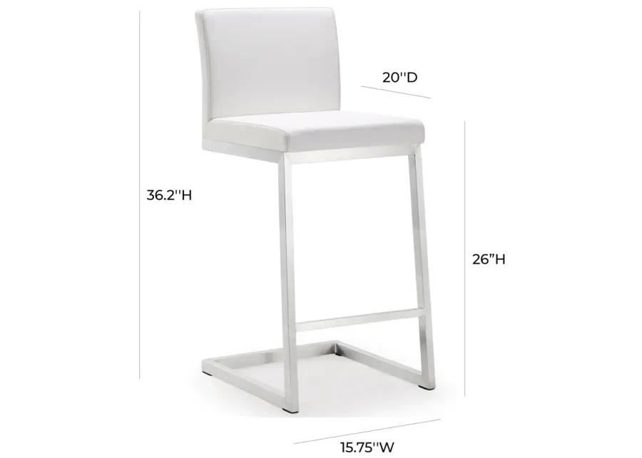 parma white stainless steel counter stool - set of 2