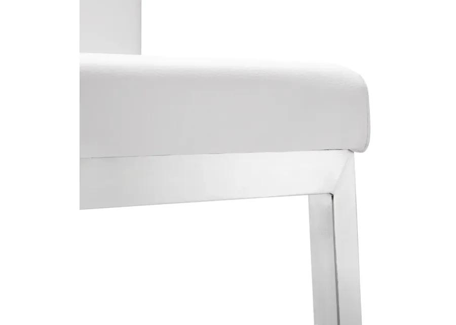 parma white stainless steel counter stool - set of 2