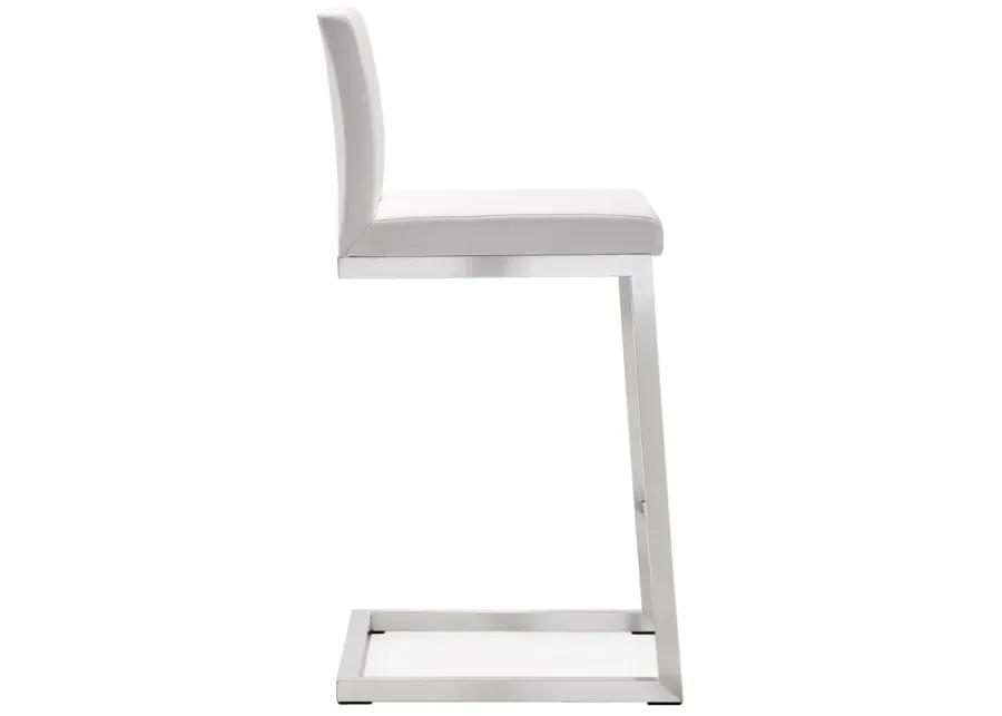 parma white stainless steel counter stool - set of 2