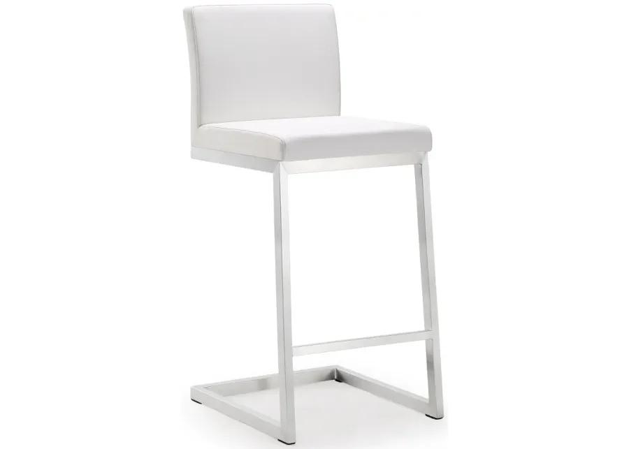 parma white stainless steel counter stool - set of 2