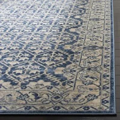 Brentwood 869 Navy / Light Grey 2' X 6' Runner Powerloomed Rug