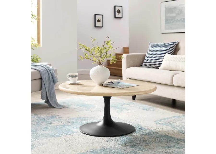 Lippa 36" Round Artificial Travertine  Coffee Table