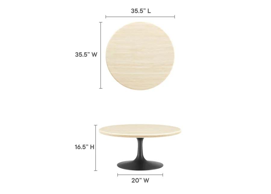 Lippa 36" Round Artificial Travertine  Coffee Table