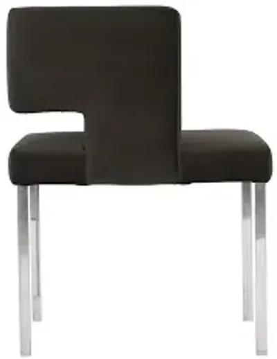 raffia dining chair, black, stainless steel legs