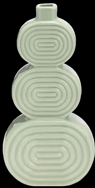 Cer, 12" Stacked Circles Vase, Cucumber