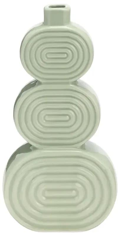 Cer, 12" Stacked Circles Vase, Cucumber