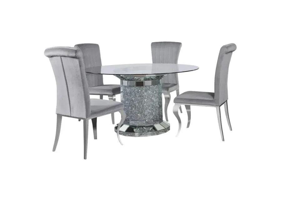 Ellie 5-piece Cylinder Pedestal Dining Room Set Mirror and Grey