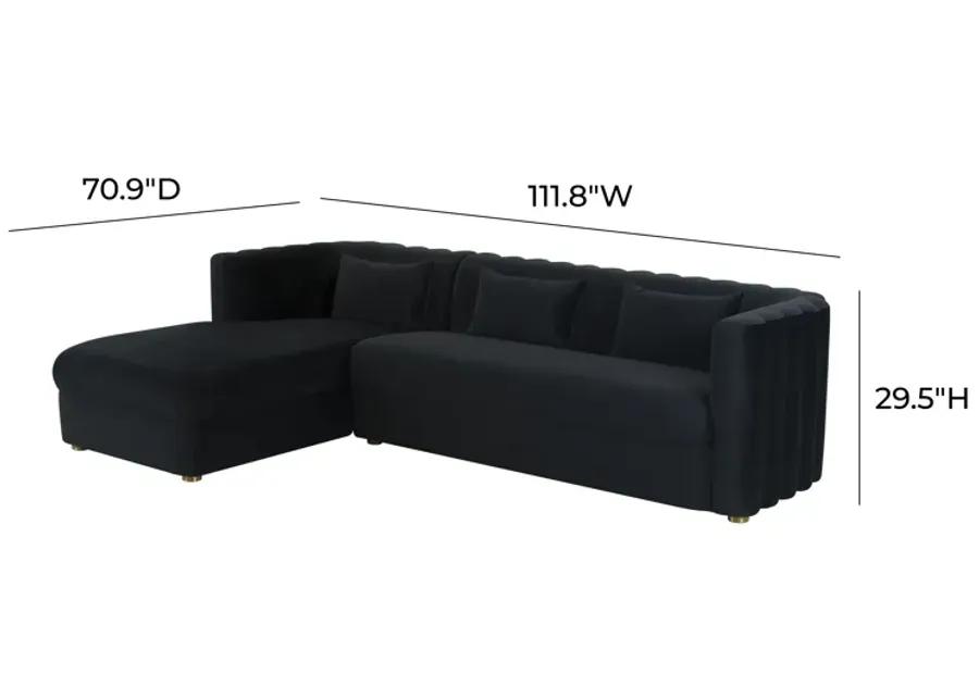 Callie Black Velvet Sectional - Left Arm