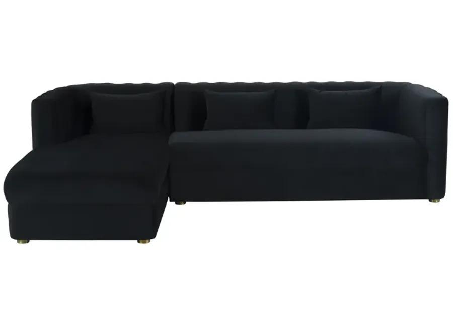 Callie Black Velvet Sectional - Left Arm