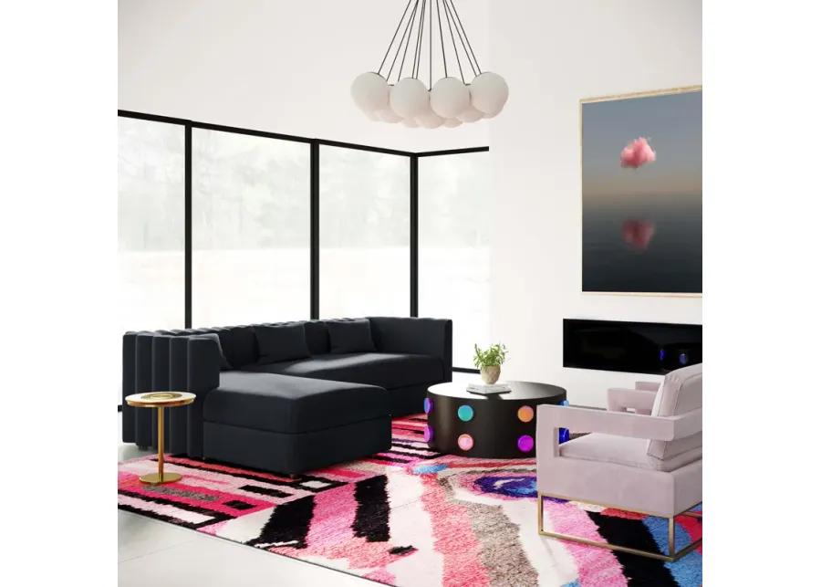 Callie Black Velvet Sectional - Left Arm