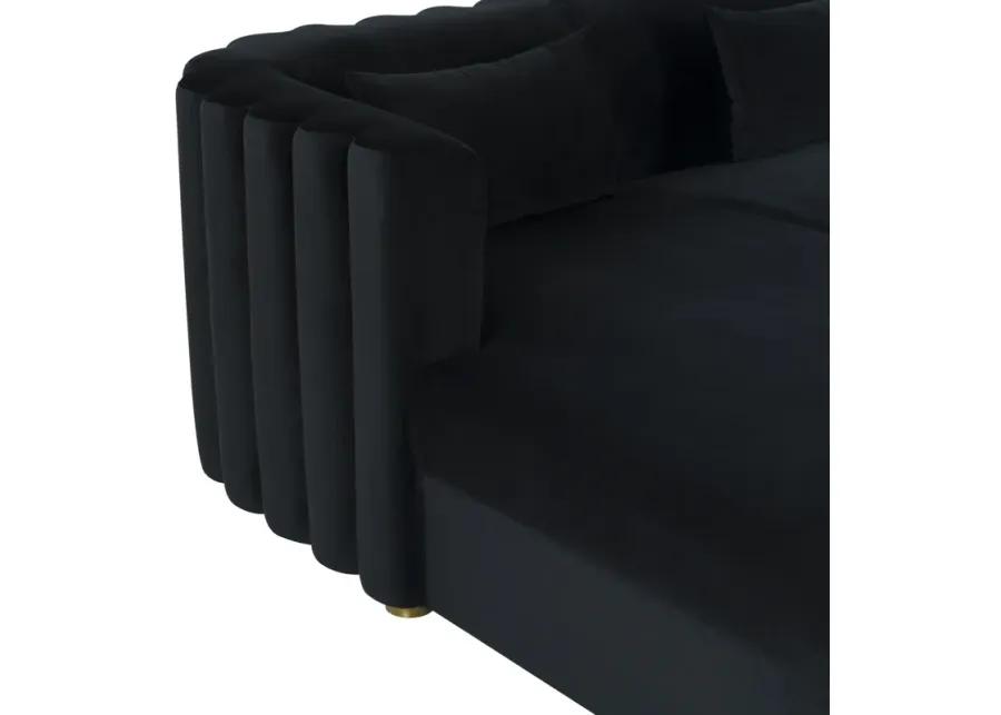 Callie Black Velvet Sectional - Left Arm