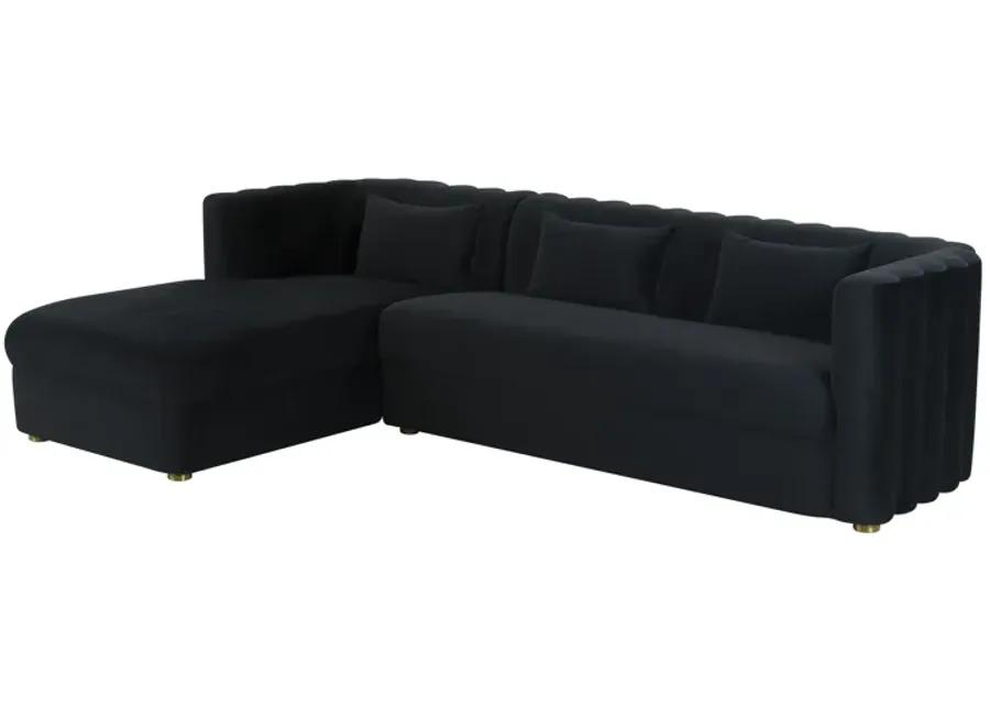 Callie Black Velvet Sectional - Left Arm