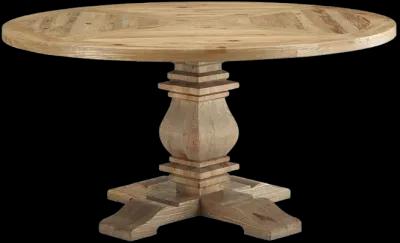 Column 59" Round Pine Wood Dining Table