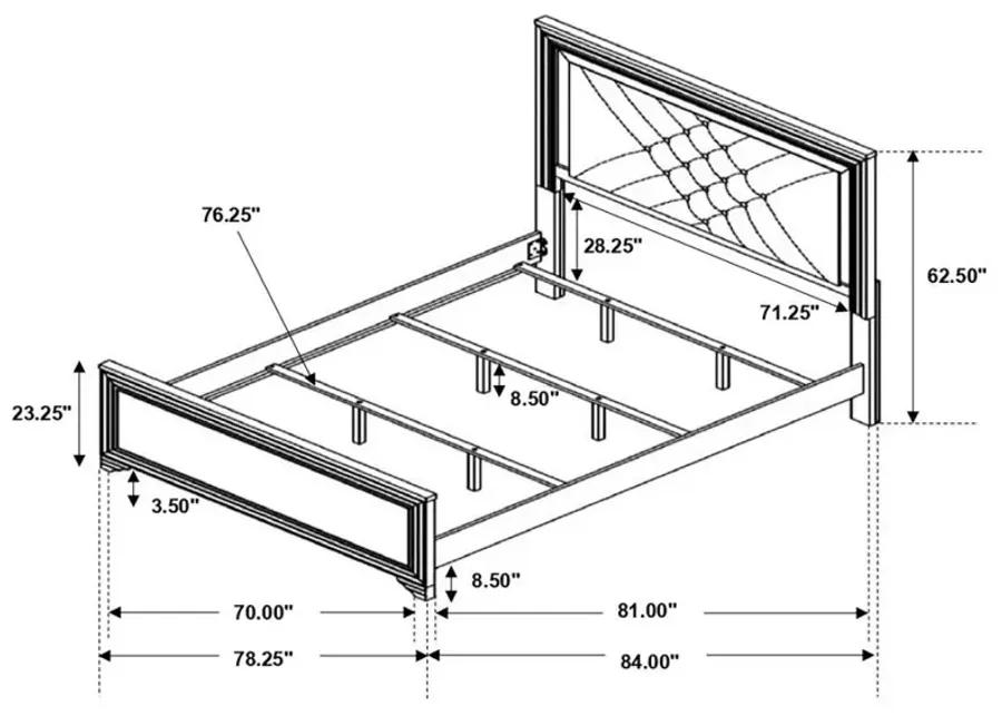 Penelope Eastern King Bed with LED Lighting Black and Midnight Star