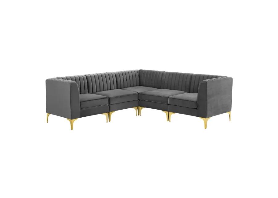 Triumph Channel Tufted Performance Velvet 5-Piece Sectional Sofa