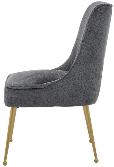 Cedric  Fabric Dining Side Chair Gold Legs, Opus Gray