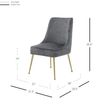 Cedric  Fabric Dining Side Chair Gold Legs, Opus Gray