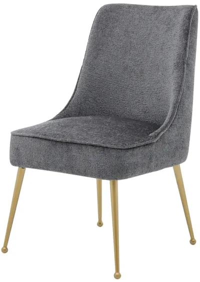 Cedric  Fabric Dining Side Chair Gold Legs, Opus Gray