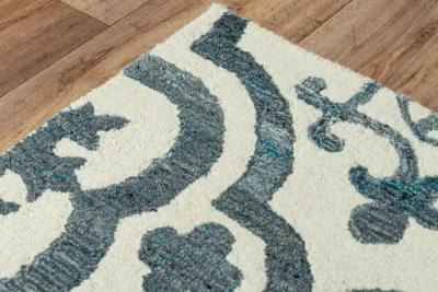 Matrix Blue Scroll Wool/Recycled Polyester 7'6" x 9'6" Rectangle Rug