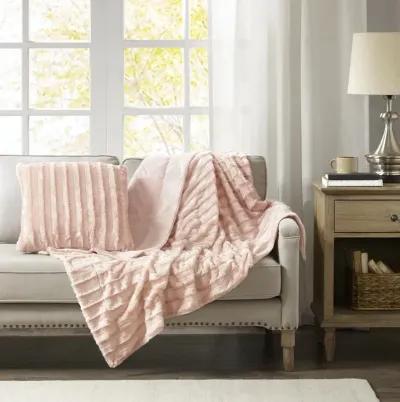 Madison Park Duke Blush Faux Fur Square Pillow