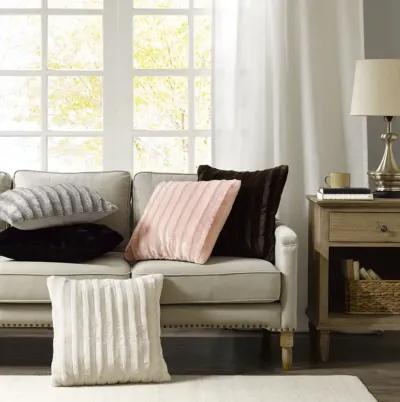 Madison Park Duke Blush Faux Fur Square Pillow