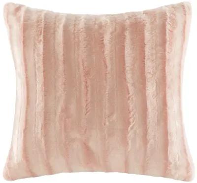 Madison Park Duke Blush Faux Fur Square Pillow