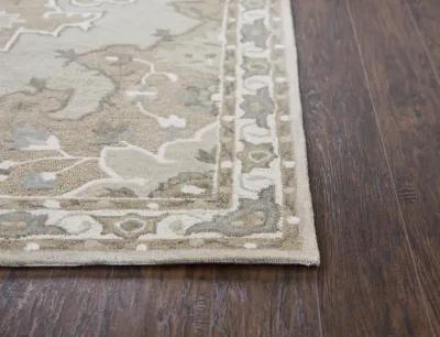 Resonant Tan/Dk.Tan Central Medallion Wool 2'6" x 8' Runner Rug